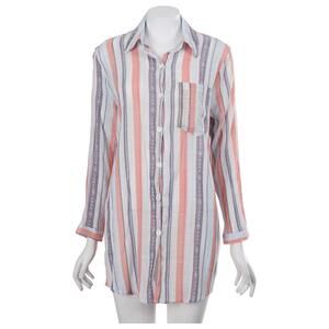 Breezy Lane Top S Striped Long Sleeve Button Up Tunic Southwest Casual